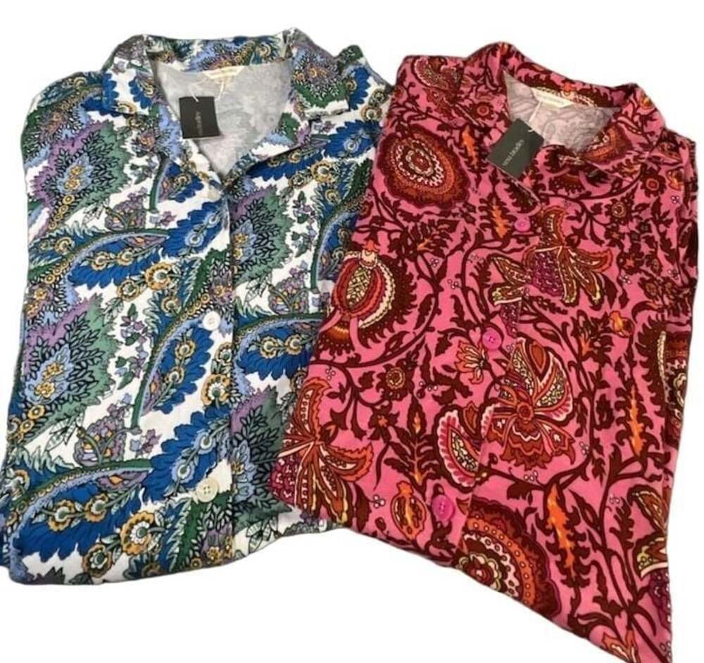 Vera Bradley Button-Down Night Dress Bundle Marrakesh Ibis Rose.